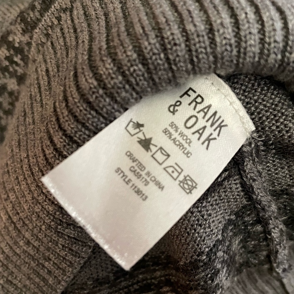 Frank & Oak sweater mens M fair isle wool blend grey outdoor ski lodge costal - Picture 7 of 9
